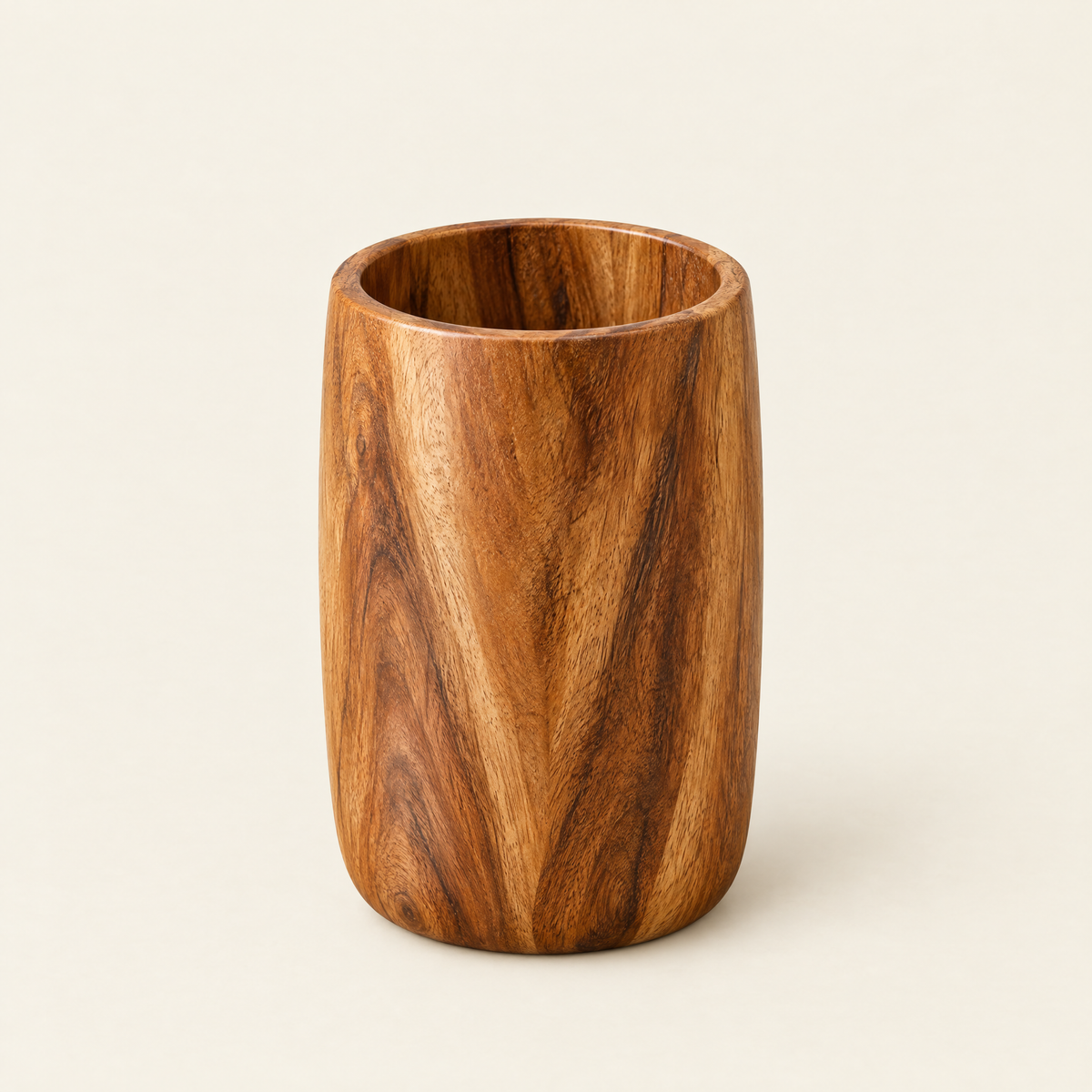 Acacia utensil holder