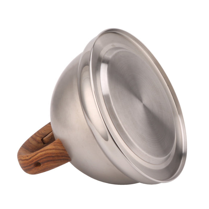 Thick stainless steel base, works on induction