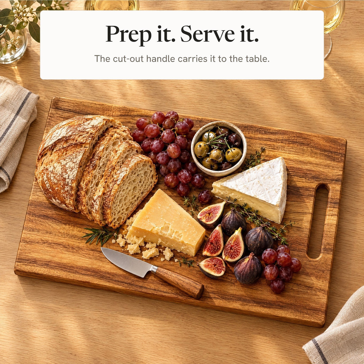Prep it, serve it: the large board as a cheese and bread board