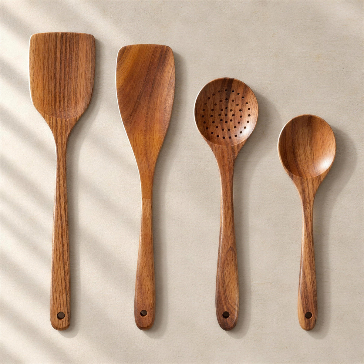 4-piece small leaf acacia utensil set