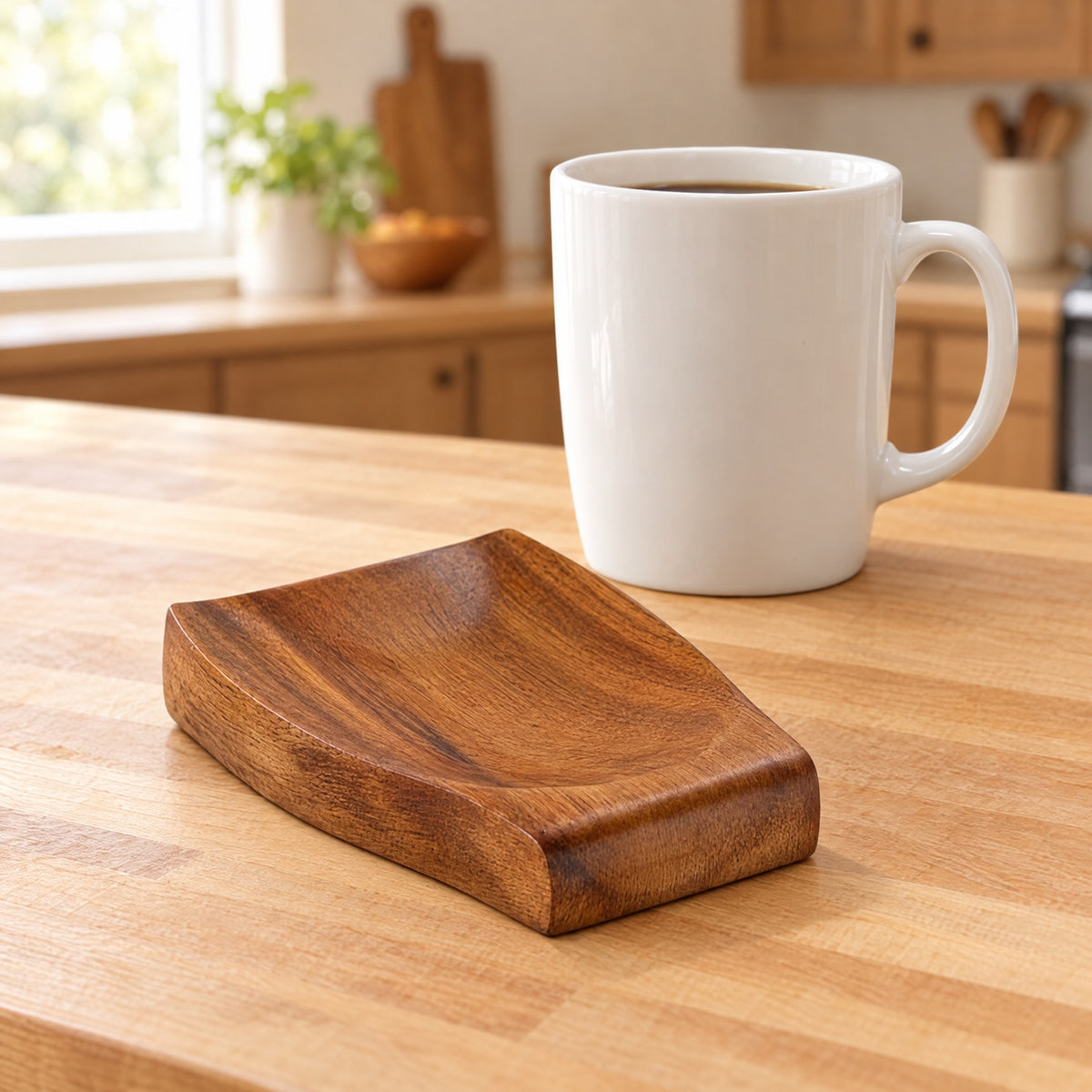 Palm-sized spoon rest on the counter